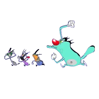 🏃 f60cb79e Oggy Oggy and the Cockroaches 猫, 卡通, 动画, 奥吉和蟑螂, 奥吉 telegram sticker