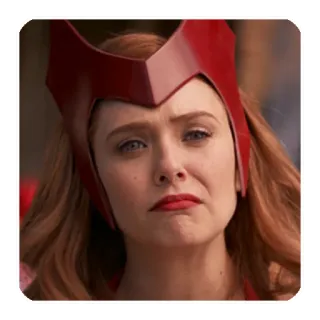 ☹️ 6d02e50d Scarlet Witch WandaVision มาร์เวล, ซูเปอร์ฮีโร่, แม่มด, Wandavision, Elizabeth Olsen telegram sticker