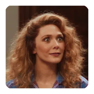 🤩 7e67aeef Wanda Maximoff WandaVision มาร์เวล, ทีวี, สการ์เล็ต วิทช์, ปฏิกิริยา, เอลิซาเบธ โอลเซ่น telegram sticker