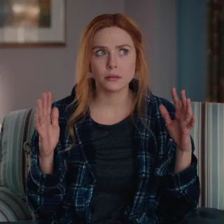 🙁 8e5f3f2d Wanda Maximoff WandaVision Wanda, Phù thủy Đỏ, Marvel, Elizabeth Olsen, siêu anh hùng, chương trình TV telegram sticker