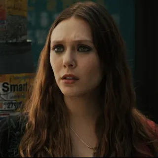 🤨 91c93f30 Wanda Maximoff phụ nữ, khuôn mặt, phim, nhân vật, Elizabeth Olsen, Wanda, Scarlet Witch telegram sticker