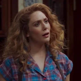 🤨 f66849ae Wanda Maximoff WandaVision Wanda Maximoff, Phù Thủy Đỏ, Marvel, nhân vật, chương trình TV, WandaVision, Elizabeth Olsen telegram sticker