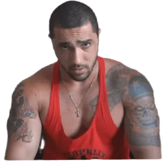 🩲 3e49d11c 男性, タトゥー, 赤いシャツ, ポートレート, 人, フィットネス, 男性 telegram sticker