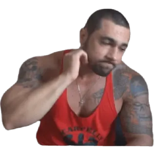 😀 5b34dfa2 男性, タンクトップ, 筋肉質, タトゥー, ポートレート, 男 telegram sticker