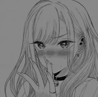 🧧 00d1131d Anime, Fille, Mignon, Manga, Rougir, Chut whatsapp sticker