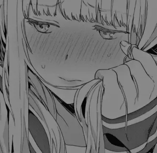 🧧 2d7f6a1b Anime, Fille, Rougir, Triste, Manga, Cheveux whatsapp sticker