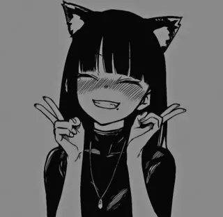 🧧 7426d387 Animé, Oreilles de chat, Fille, Dessin animé, Kawaii whatsapp sticker