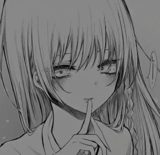 🧧 a32a781a Anime, Manga, Fille, Illustration, Croquis, Doigt sur les lèvres whatsapp sticker