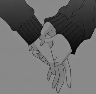 🧧 dd21e73e mains, se tenir la main, amour, amitié, lien, niveaux de gris, affection whatsapp sticker