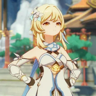 ⛸ a40bdc78 Lumine Genshin Impact Lumine, Genshin Impact, Videojuego, Anime, Pelo rubio, Personaje whatsapp sticker