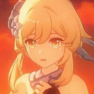 ⛸ c95ca70a Lumine Genshin Impact Anime, Genshin Impact, Lumine, Llorando, Videojuego whatsapp sticker