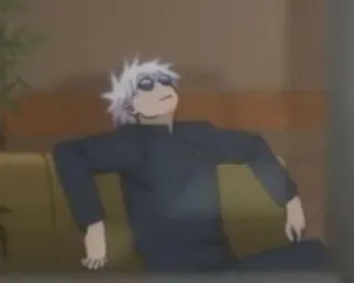 🗣 987d17c4 Gojo Satoru Jujutsu Kaisen Годжо Сатору, Магическая битва, Аниме, Персонаж, Сидит, Диван telegram sticker