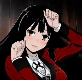 💓 bfa44d3f Yumeko Jabami Kakegurui Аниме, Девушка, Красный, Чёрные волосы, Милый telegram sticker