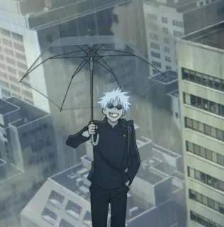 ✨ eabe6720 Satoru Gojo Jujutsu Kaisen Аниме, Магическая битва, Годжо, Сатору Годжо, Зонт, Дождь telegram sticker