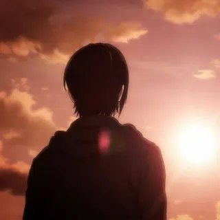☀️ f5a8c84a аниме, закат, небо, облака, человек, вид сзади telegram sticker