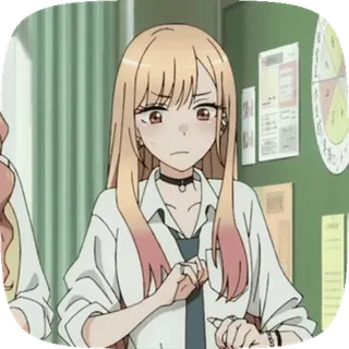 💗 711a62fd Marin Kitagawa My Dress-Up Darling Anime, Chica, Rubia, Uniforme escolar, Personaje, Marin, Kitagawa telegram sticker