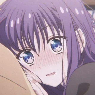 🧚‍♀ eca6deb5 Anime, Dibujo animado, Chica, Pelo morado, Linda, Sonrojo, Animación telegram sticker