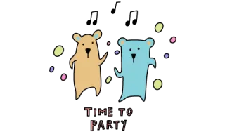 🐻 9f860a91 TIME TO PARTY! вечеринка, медведи, праздник, веселье, милый, животные telegram sticker