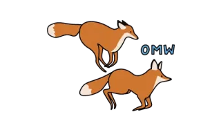 🐺 e3d0614f OMW лиса, животное, бег, в пути, еду, мультфильм telegram sticker