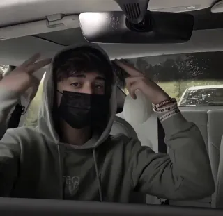 😎 9842efc4 man, mask, car, hoodie, indoors, portrait telegram sticker