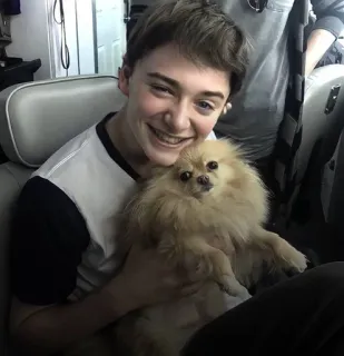 😄 ac7061cc boy, dog, puppy, smiling, teenager, happy, cute telegram sticker