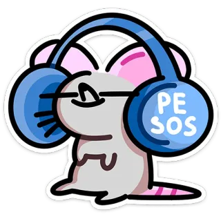 🎧 2428206a PESOS Maus, Kopfhörer, Peso, Währung, Cartoon, Tier telegram sticker