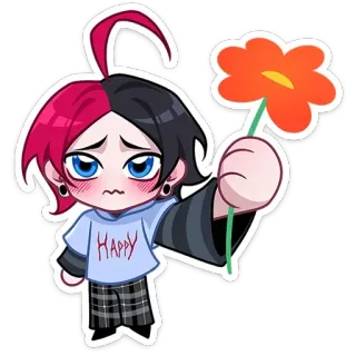 🌺 78311f0e HAPPY Anime, Blume, Fröhlich, Traurig, Emo, Cartoon telegram sticker