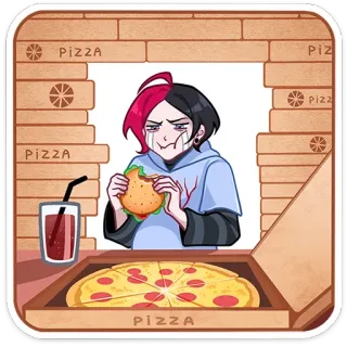 🍕 a7424f72 Pizza Pizza, Essen, Cartoon, Getränk, Snack, Mahlzeit telegram sticker