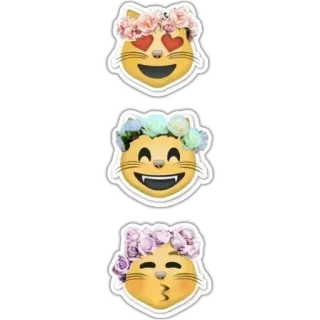 😻 1f0118e7 cat, emoji, flower crown, stickers telegram sticker