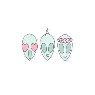 💃 d301a2d2 alien, cute, hearts, flower crown, unicorn telegram sticker