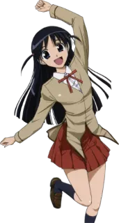 🙆 014fe88c Anime, Dziewczyna, Mundur szkolny, Szczęśliwa, Kreskówka, Animowany, Wesoły telegram sticker