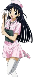 💉 20574cca Anime, Pielęgniarka, Kreskówka, Dziewczyna, Słodkie, Stetoskop, Różowy telegram sticker