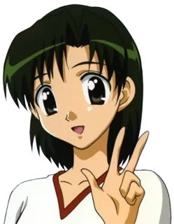 ✌ a9bb9d19 dziewczyna anime, znak pokoju, kreskówka, uśmiechnięta, słodki telegram sticker
