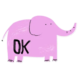 👍 1733ba4d OK слон, ок, розовый, животное whatsapp sticker