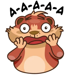 😮 b5b15a9e A-A-A-A-A hamster, scared, alarmed, cartoon, animal, panic, shocked telegram sticker