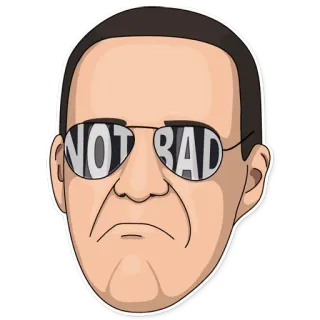 😎 1ba528c5 NOT BAD 表情包, 不错, 太阳镜, 反应, 表情, 网络迷因 telegram sticker