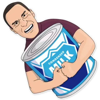 😁 48d3f0d5 CONDENSED MILK 炼乳, 食物, 男人, 卡通 telegram sticker