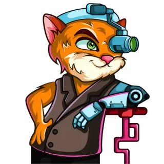 👍 8c02f153 kucing, antropomorfik, kartun, karakter, hewan, cyborg telegram sticker