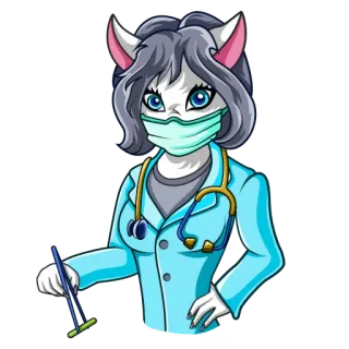 😷 c221badb dokter, kucing, hewan, masker, medis, kartun telegram sticker