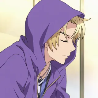 📈 8679efff Anime, Anak laki-laki, Hoodie, Sedih, Pirang, Ungu telegram sticker