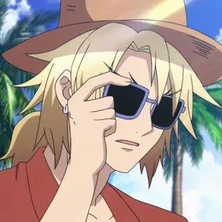 📉 a0e10de6 Anime, Karakter, Kacamata hitam, Topi telegram sticker