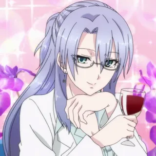 📉 a6345cd4 anime, wanita, anggur, kacamata, rambut ungu telegram sticker