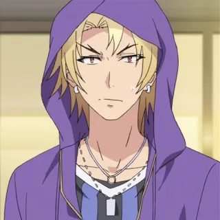 📉 e1ca478a Anime, Karakter, Hoodie, Rambut pirang, Perhiasan telegram sticker