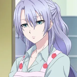 📉 f7254f98 anime, wanita, kartun, karakter, rambut ungu, celemek telegram sticker