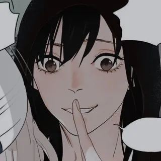 🍜 4e5da9a5 mulher, psiu, anime, retrato, dedo, gesto telegram sticker