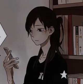 🍤 645d3897 anime, menina, mangá, mulher, telefone, biblioteca telegram sticker