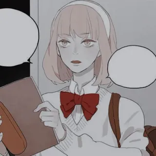 🍤 82b98df6 ilustração, garota, uniforme escolar, laço, mochila, livro, casual, monocromático telegram sticker