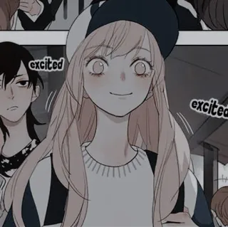 🍢 a6a780a3 excited anime, desenho animado, menina, animada, quadrinho telegram sticker