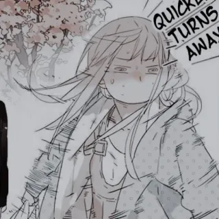 🍢 f1c97ae7 QUICKLY
TURNS
AWAY Mangá, Anime, Garota, Esboço, Emocional, Expressão, Desenho animado telegram sticker