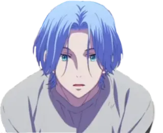 😧 266f9e60 动漫, 蓝发, 男人, 肖像 telegram sticker